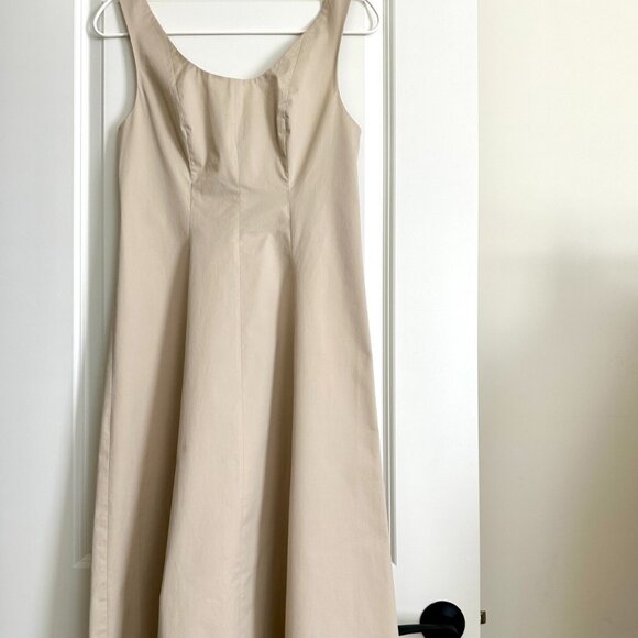 Women's NWT VINCE Cotton Blend Seamed Tank Midi Dress in Oat Size XS